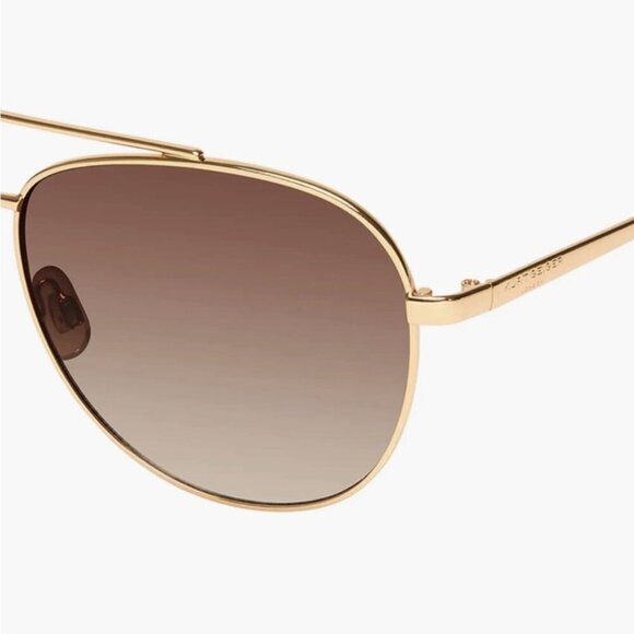 NWT KURT GEIGER LONDON 61mm Aviator Sunglasses Gold‎ Blue Havana/ Brown main image 4